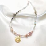 AVELINE - naszyjnik premium z kwarcem różowym i akwamarynem AVELINE - naszyjnik premium z kwarcem różowym i akwamarynem