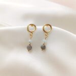 Kolczyki z labradorytem i amazonitem