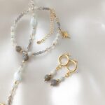 Kolczyki z labradorytem i amazonitem