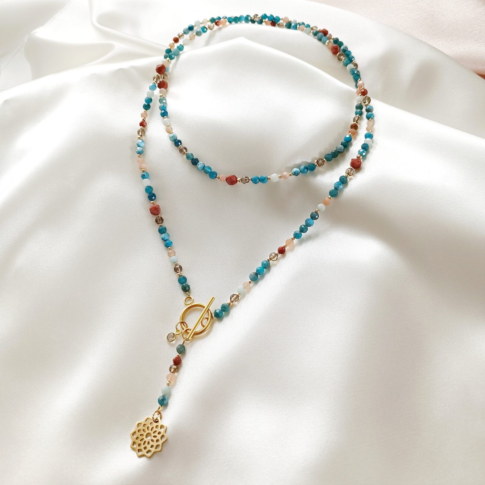 1000141288-01 ONDINE - podwójny naszyjnik z apatytem