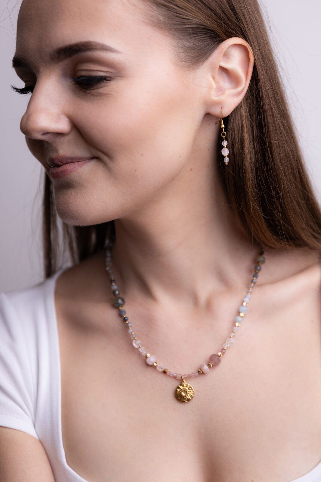 2I9A0675 AVELINE - naszyjnik premium z kwarcem różowym i akwamarynem