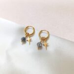 Kolczyki z labradorytem - kółka z zawieszką