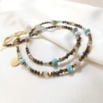 ALISSA - naszyjnik z pirytem i larimarem ALISSA - naszyjnik z pirytem i larimarem