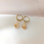 Kolczyki z cytrynem - kółka z zawieszką