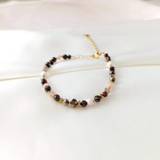 Bransoletka z brązowych kamieni - Tygrysie oko, kwarc dymny