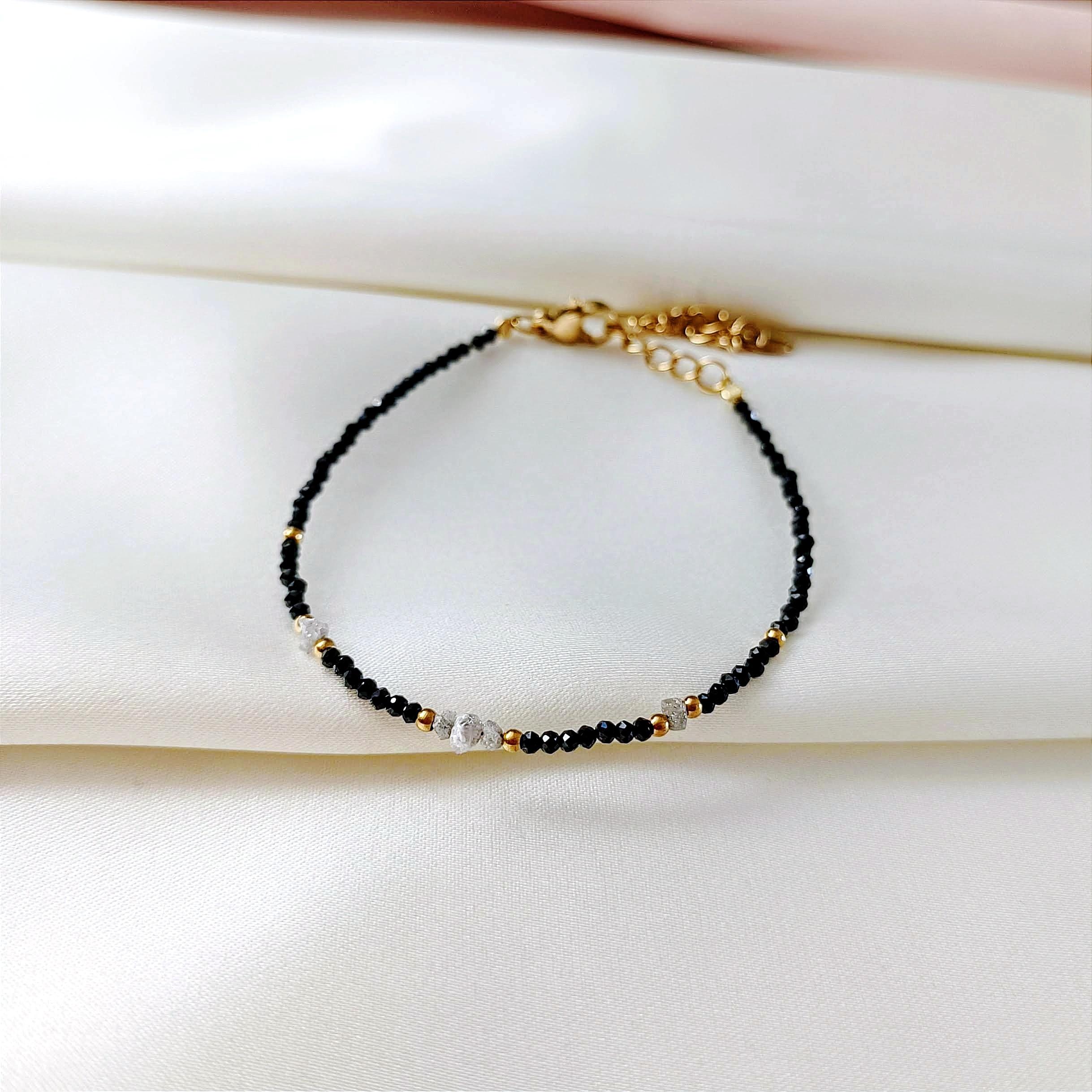 1000002880 GRAY DIAMOND - bransoletka z szarym diamentem - czarna