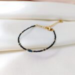 BLUE DIAMOND - bransoletka z niebieskim diamentem - czarna