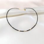 GRAY DIAMOND - naszyjnik z szarym diamentem - czarny