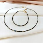 BLUE DIAMOND - naszyjnik z niebieskim diamentem - czarny BLUE DIAMOND - naszyjnik z niebieskim diamentem - czarny