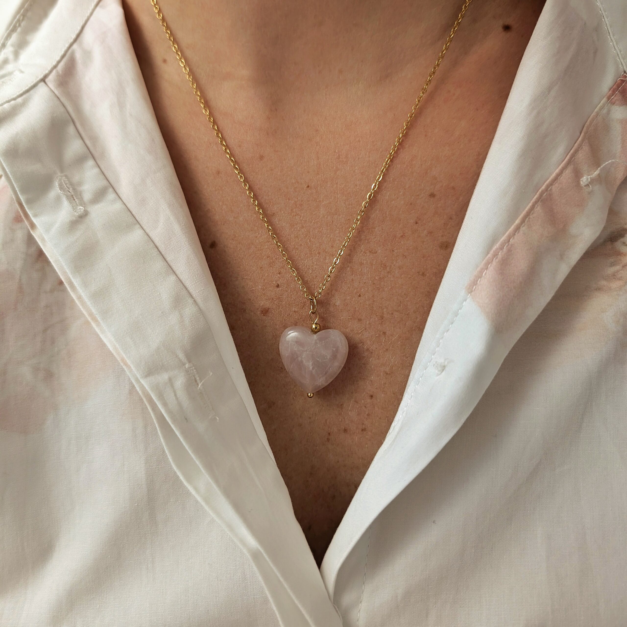 1000020443~2 Łańcuszek - serce kwarc różowy