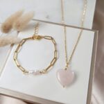 Łańcuszek - serce kwarc różowy Łańcuszek - serce kwarc różowy