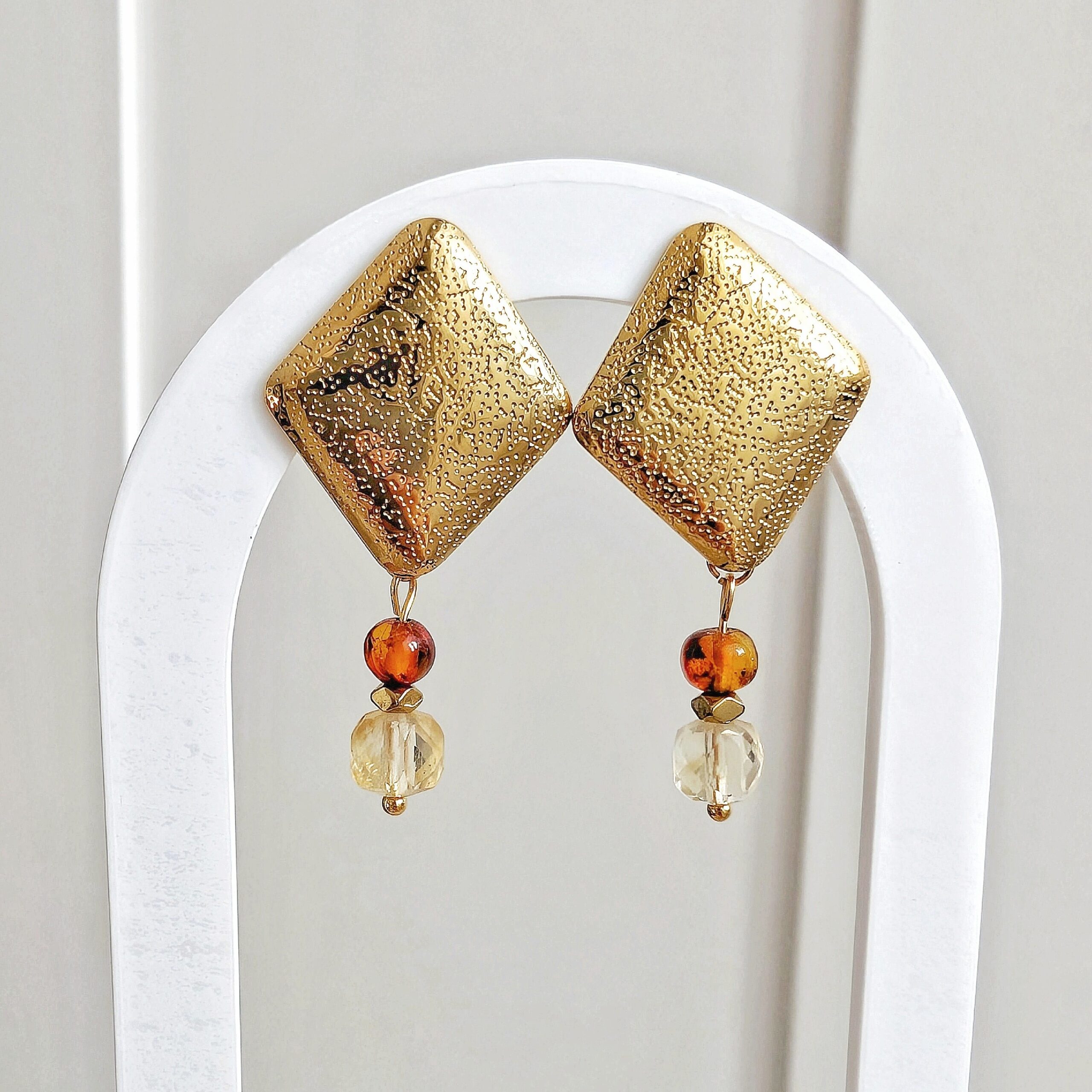 1000024920~3 Kolczyki z bursztynem i cytrynem