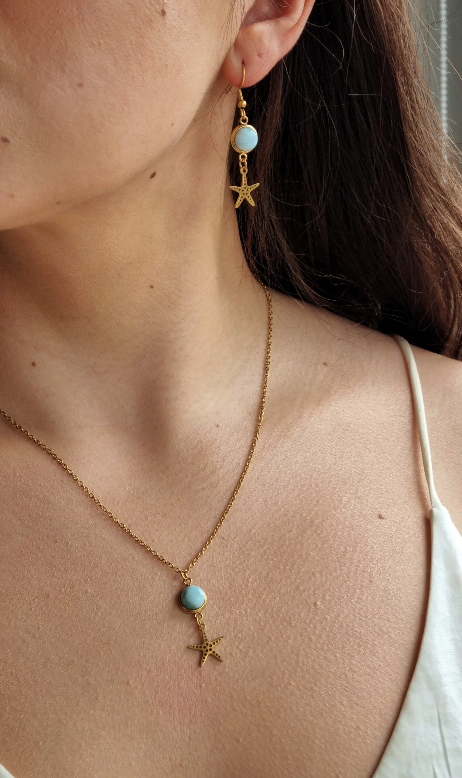 1000029678 Larimar - łańcuszek i kolczyki