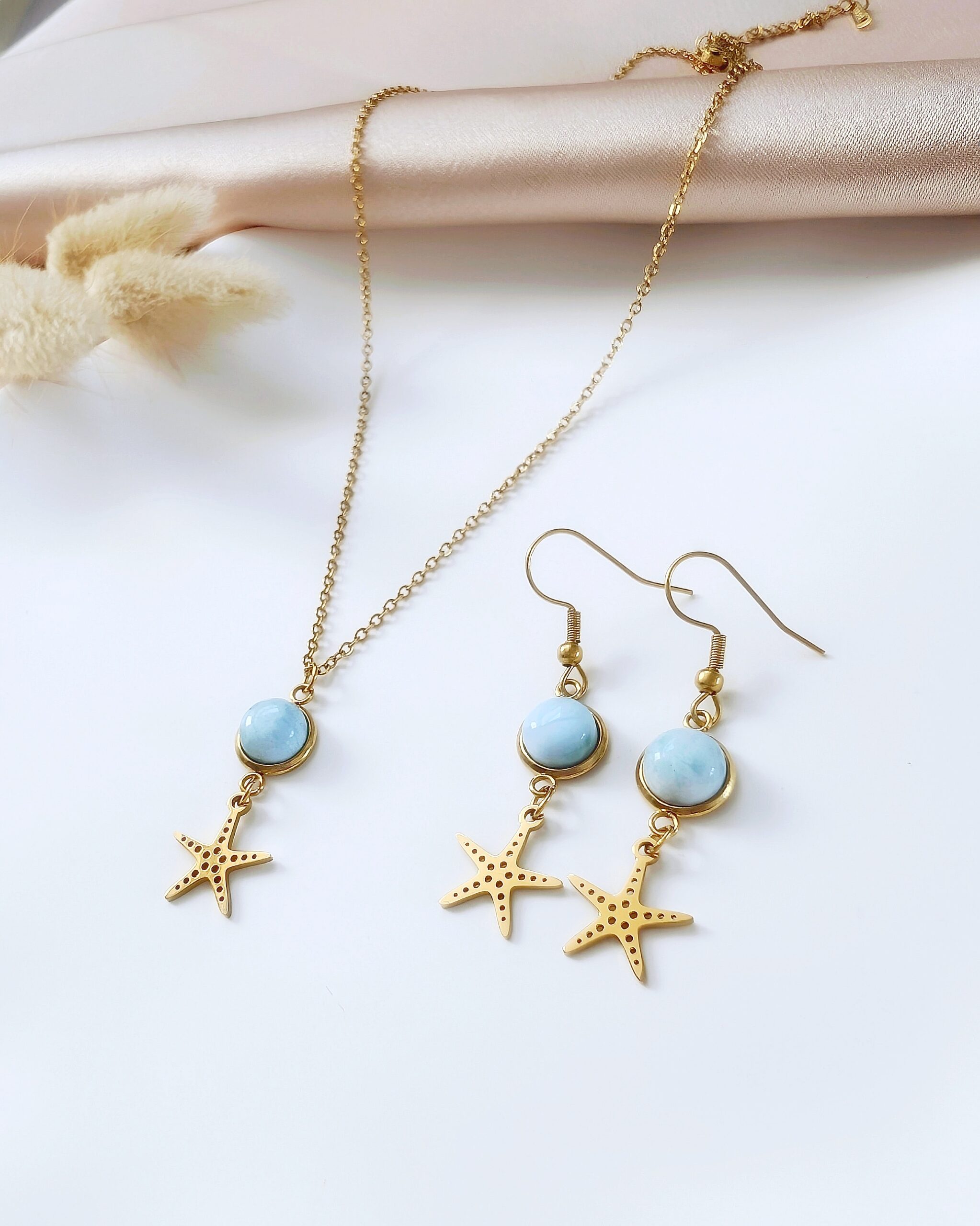 1000030609 Larimar - łańcuszek i kolczyki