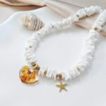 Unikat - Naszyjnik z białą muszlą ciętą