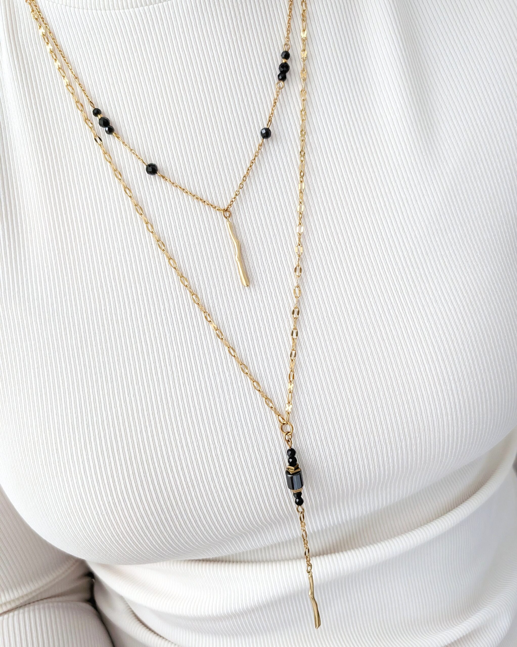 1000062095 Podwójny naszyjnik BLACK ESSENCE - długi