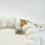 Unikat - naszyjnik z kryształem górskim i labradorytem